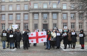 Rīgā notiek atbalsta akcija bijušajam Gruzijas prezidentam Mihaelam Saakašvili 2