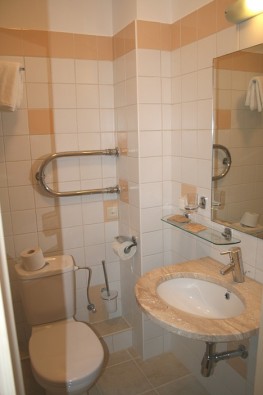 Vannas istaba. Dušas ir tikai divos numuros, bet pārējos numuros ir vannas 18554