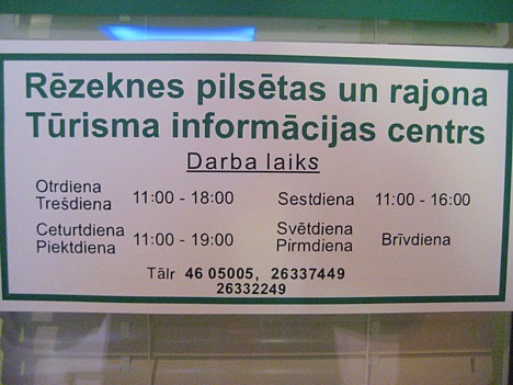 TIC darba laiki, jāatzīmē, ka drukāto materiālu stends ir pieejams apmeklētājiem arī ārpus noteiktā darba laika TIC darba laiki, jāatzīmē, ka drukāto materiālu stends ir pieejams apmeklētājiem arī ārpus noteiktā darba laika 21495