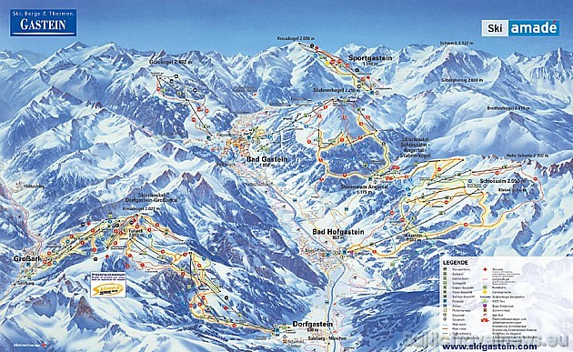 Ikviens var sev bezmaksas paņemt Bad Gasteinas kūrorta karti. Bad Hofgasteinas ciemats atrodas ielejā, bet tās trases ir augstu kalnā 32123