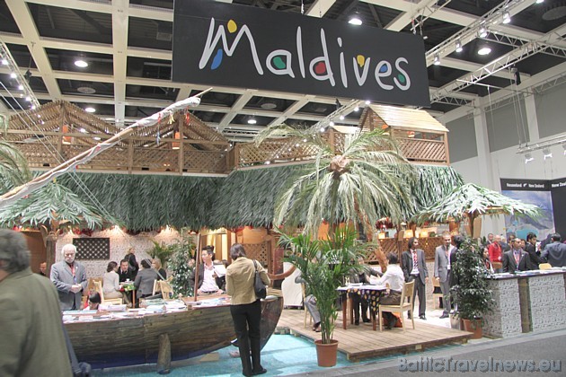 Maldivu salu stends izstādē. Vairāk informācijas par Maldivu salām iespējams atrast interneta vietnē www.visitmaldives.com 41259