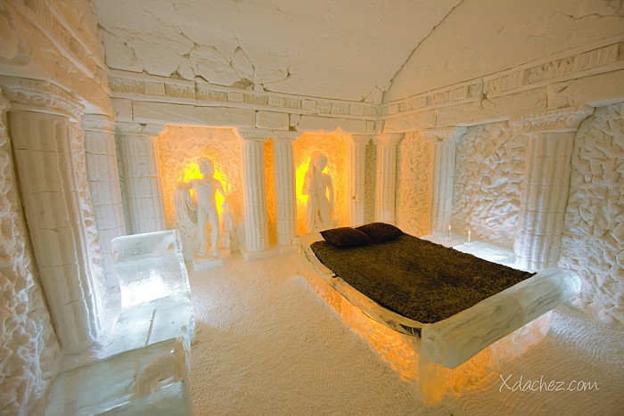 Kopā Hôtel de Glace viesnīcā pieejami 36 standarta un luksusa numuri. Kopējais vienlaicīgais viesu skaits - 88
Foto: ©Xdachez.com 53895