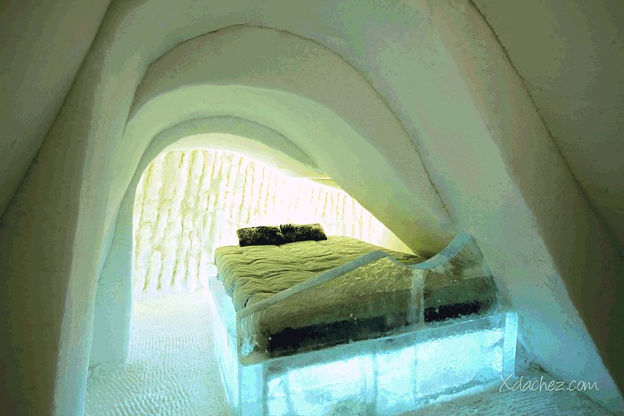 Apmešanās standarta numurā Hôtel de Glace maksā aptuveni 235 Kanādas dolāru (aptuveni 183 eiro)
Foto: ©Xdachez.com 53913