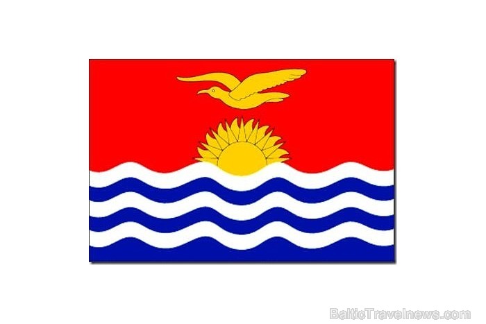 7. vietu ieņem Kiribati. Sarkanā krāsa simbolizē debesis, zilā krāsa - Kluso okeānu. Austoša saule simbolizē tropu sauli, jo Kiribati atrodas abās ekv 57700
