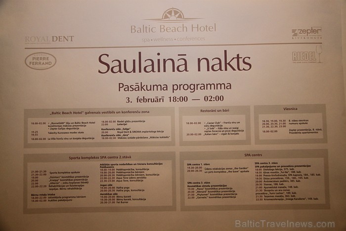 Jūrmalas piecu zvaigžņu viesnīcas Baltic Beach Hotel (www.balticbeach.lv) pasākums «Saulainā nakts» - programma Jūrmalas piecu zvaigžņu viesnīcas Baltic Beach Hotel (www.balticbeach.lv) pasākums «Saulainā nakts» - programma 71314