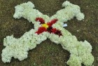 Līvānu pilsētas svētku ietvaros iedzīvotāji izveidojuši krāsainus ornamentus no ziediem. Foto: www.livani.lv 19