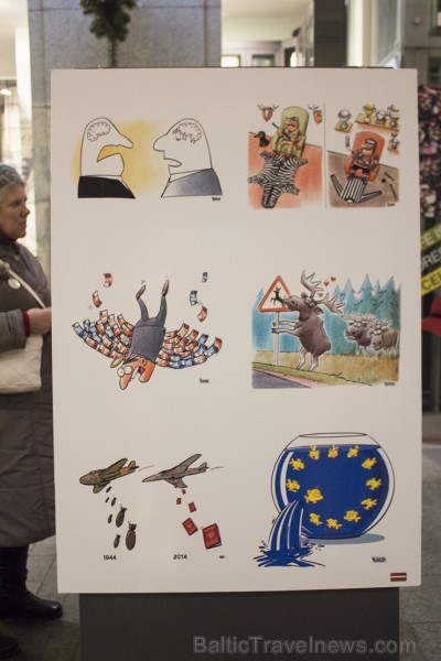 Tirdzniecības centrā «Galerija Centrs» atklāta karikatūru izstāde «Baltijas valstu karikatūra» 138688