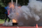 Valmierā, J. Daliņa stadionā, norisinās Latvijas čempionāts ugunsdzēsības sportā 71