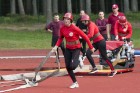 Valmierā, J. Daliņa stadionā, norisinās Latvijas čempionāts ugunsdzēsības sportā 93