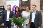 Ceļojumu tehnoloģiju uzņēmums «Travelport» svin 15 gadu jubileju Baltijā. No kreisās puses - Aleksandrs Ļasčenko, Lana Aduka, Irina Florinska un Pāvel 3