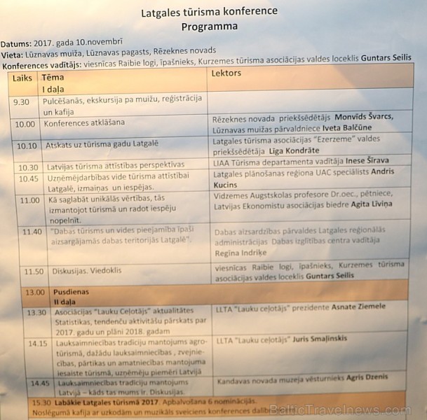 Lūznavas muižā 10.11.2017 notiek Latgales tūrisma konference 211145
