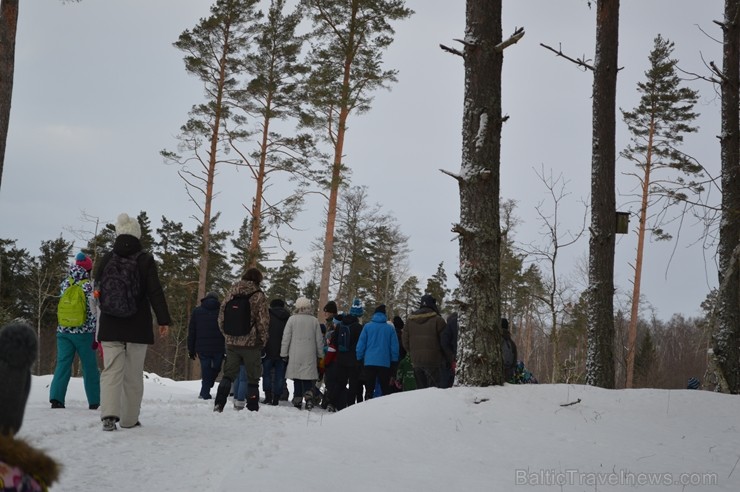 Interesantā pārgājiena laikā pasākuma dalībnieki tika izglītoti par dzīvniekiem ziemā, atstātajiem pēdu nospiedumiem, varēja noskaidrot no kurienes at