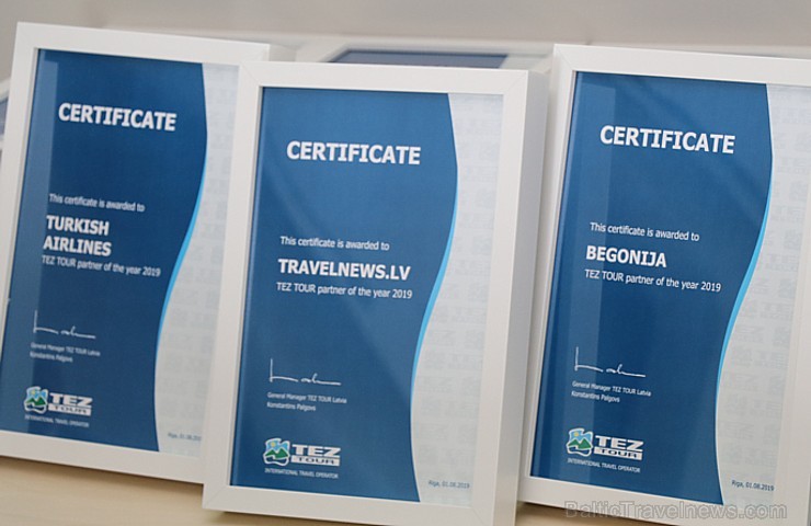 Tūroperators «Tez Tour Latvia» 1.08.2019 sveic labākās TOP30 ceļojumu aģentūras un sadarbības partnerus 260668