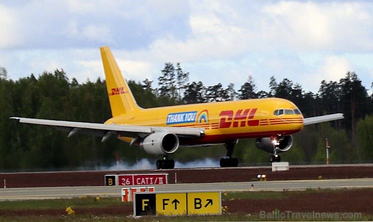 Starptautiskajā lidostā «Rīga» nolaižas īpaša «DHL» pateicības lidmašīna «Boeing 757F» 283170
