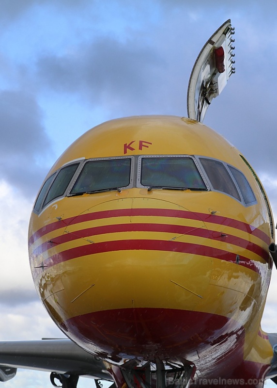 Starptautiskajā lidostā «Rīga» nolaižas īpaša «DHL» pateicības lidmašīna «Boeing 757F» 283178