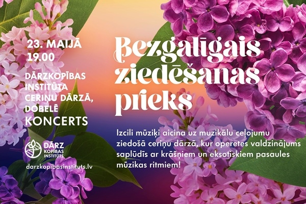 Koncerts «Bezgalīgais ziedēšanas prieks» plaukstošajā Dobeles Ceriņu dārzā