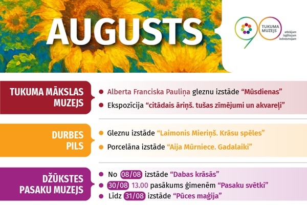 Tukuma muzeja pasākumi un izstādes augustā, septem