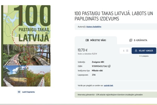 Jauna grāmata: 100 pastaigu takas Latvijā. Labots 