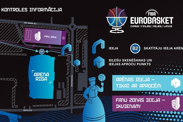 FIBA EuroBasket2025: Arēnā tikai ar aprocēm, fanu 