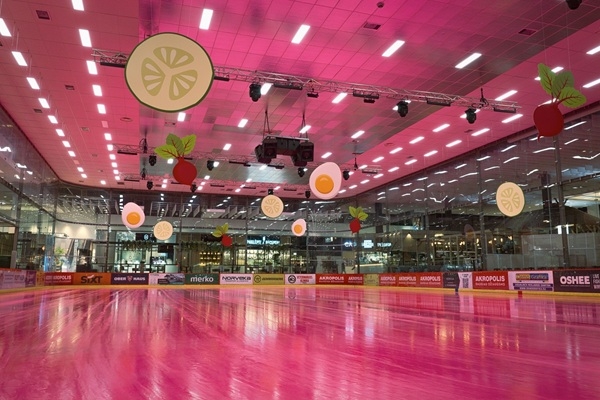 A giant pink ice rink inspired by cold beet soup j