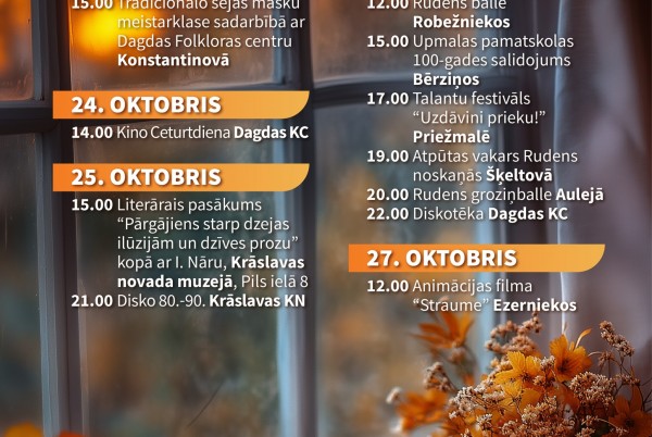 Pasākumi Krāslavas novadā Oktobrī-Novembrī