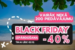 Melnā piektdiena - 40% atlaide ceļojumiem!